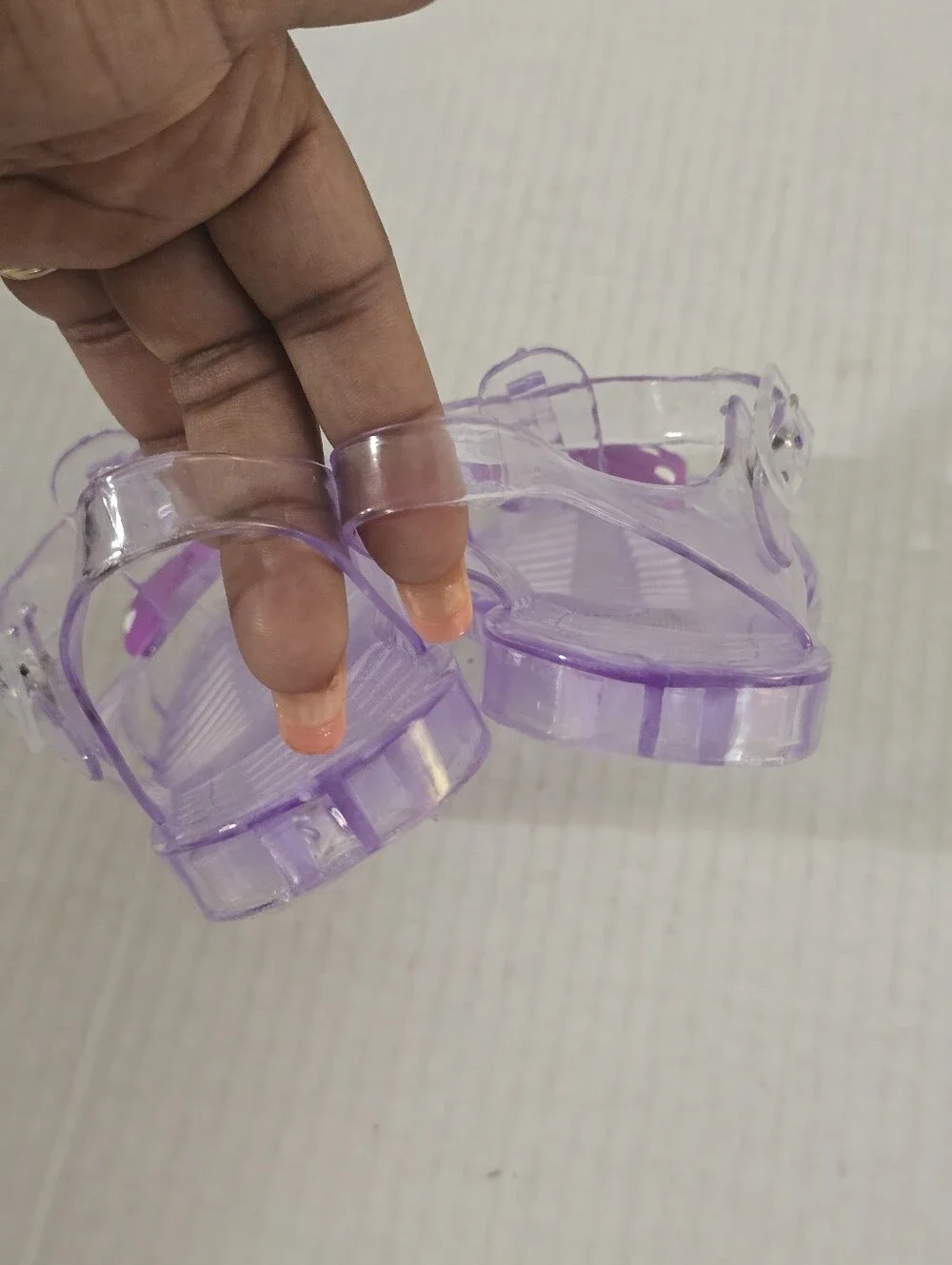Girls Clear Jelly Sandals Purple Polka Dot Bow Buckle Summer Beach Shoes Size 29